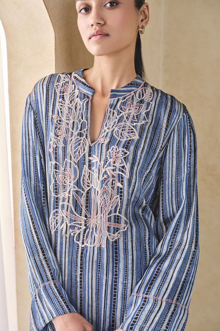 Freshwater Handcrafted Ajrakh Co-ord - Blue, Blue, image 4